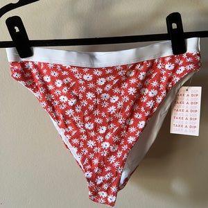 NWT DIPPIN’ DAISY’S ORANGE FLORAL LARGE BIKINI BOTTOMS